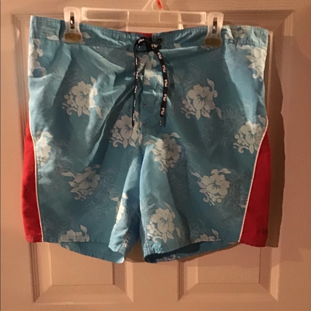 FILA MENS BOARD SWIM SHORTS 34 FLORAL LINED EUC